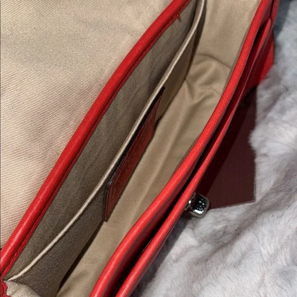 Coach Red Leather Crossbody Bag with Silver Hardware